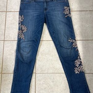 White House Black Market Floral Embroidered Skinny Jeans